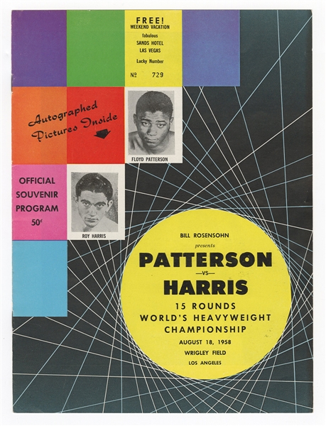Roy Harris vs. Floyd Patterson 1958 Fight Souvenir Program