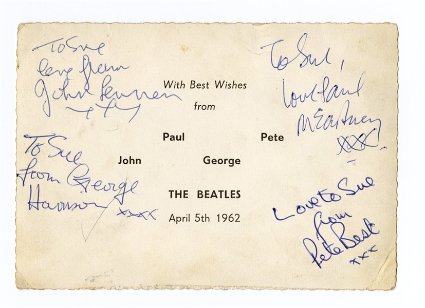 The Beatles Fully Signed Postcard with Pete Best Frank Caiazzo Authenticated