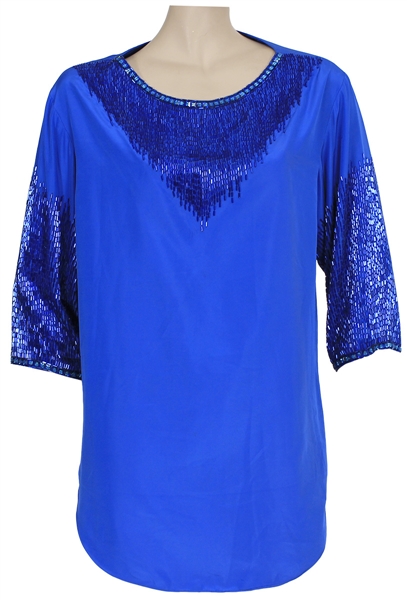 Michael Jackson "Victory" Era 1980s Owned & Worn Blue Sequin Top