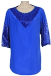 Michael Jackson "Victory" Era 1980s Owned & Worn Blue Sequin Top