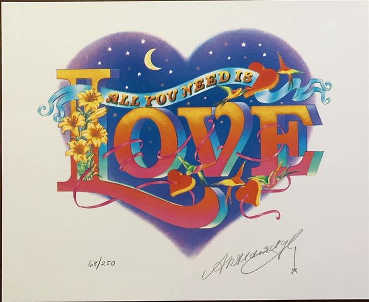 Beatles "All You Need Is Love" Original Limited Edition Artwork for "The Beatles Illustrated Lyrics" Book (28/250) Signed by Alan Aldridge