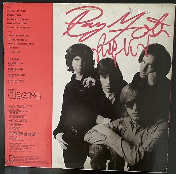 The Doors Robbie Krieger and Ray Manzarek Signed Greatest Hits Album Cover