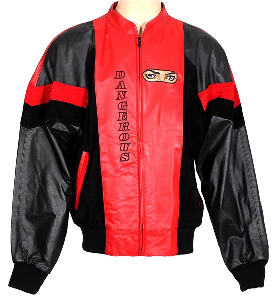 Michael Jackson Owned & Worn "Dangerous Tour" Featuring "Heal the World" Custom Red and Black Leather Tour Jacket