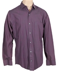 Michael Jackson Owned & Worn Purple and Blue Striped Long-Sleeved Button-Down Shirt