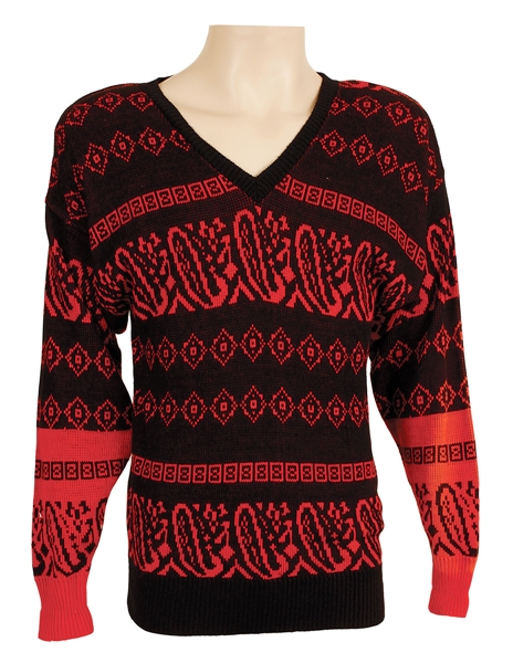 Michael Jackson Owned & Worn Red and Black Sweater