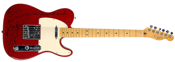 Bruce Springsteen "River Tour" Stage Used Fender Telecaster Guitar Signed and Inscribed to Dick Clark 