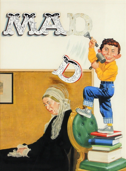 Mad Magazine Original "Alfred E. Neuman with Whistler Mother" Rare Norman Mingo Cover Artwork