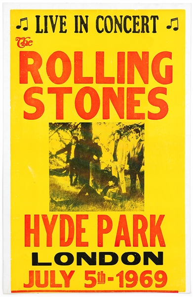 Rolling Stones 1969 Hyde Park London Reproduction Cardboard Concert Poster 