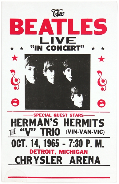 Beatles 1967 Chrysler Arena Reproduction Cardboard Concert Poster