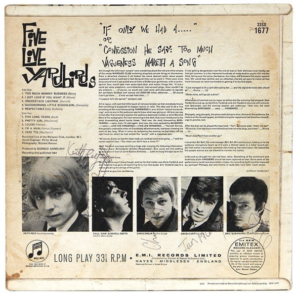 The Yardbirds Signed “Five Live Yardbirds” with Eric Clapton REAL LOA