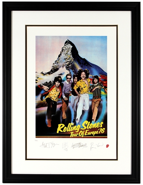 Rolling Stones "Tour of Europe 76" Original Limited Edition Plate Signature Lithographic Print