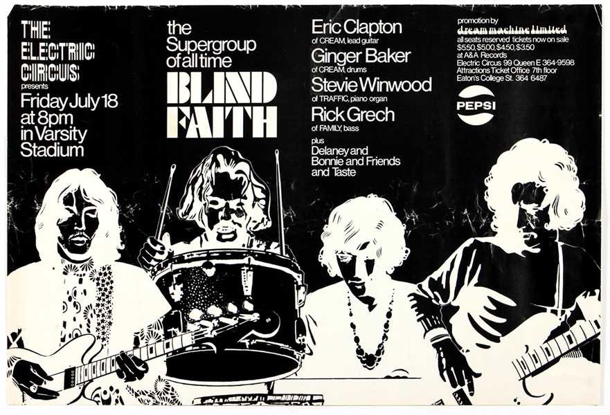 Blind Faith - Eric Clapton, Steve Winwood and Rick Grech Original Concert Poster