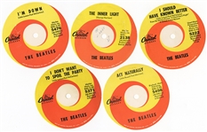 The Beatles Collection of 5 Unused 1960s 45 Record Labels