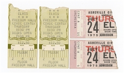 Elvis Presley Original Concert Ticket Stubs for Freedom Hall and the Ashville Civic Center