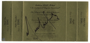 Michael Jackson Signed Neverland Golden Ticket