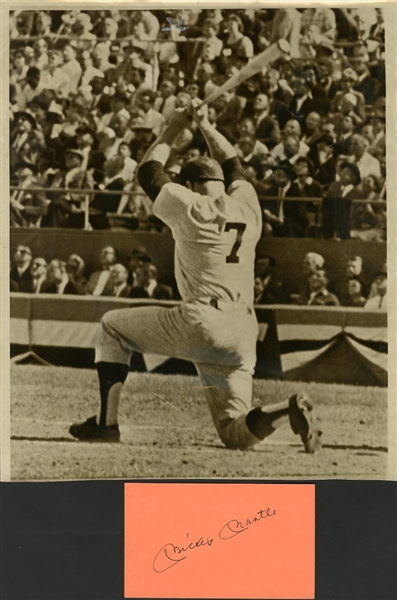 Mickey Mantle Original Signature & 1962 Oversized 11 X 12.5 World Series Photograph 