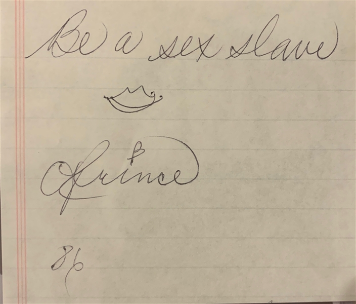 Prince Signed Paper With Incredible Inscription and Drawing REAL LOA