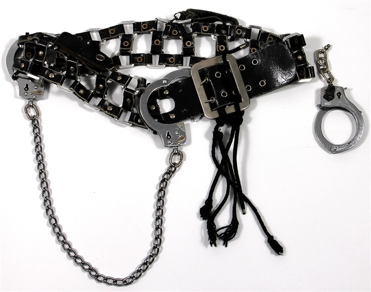 Lady Gaga Worn Black Leather Handcuff Belt
