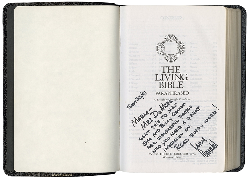 Donald Trump Signed & Inscribed Bible from Billy Graham Gifted to Marla Maples While Married to Ivana Trump