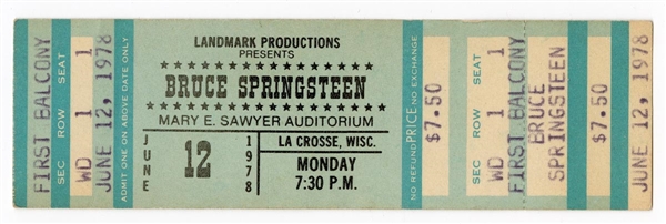 Bruce Springsteen Original 1978 Darkness on the Edge of Town Tour Unused Full Concert Ticket