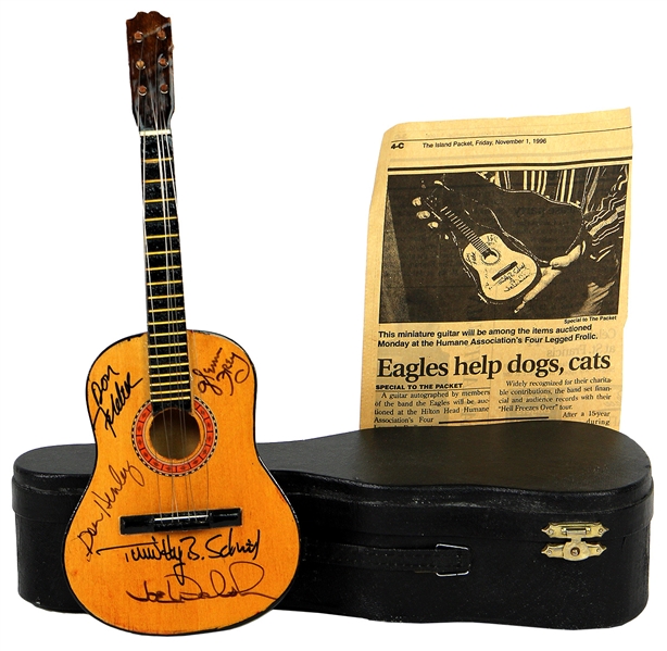 The Eagles Band Signed Limited Edition Miniature Guitar