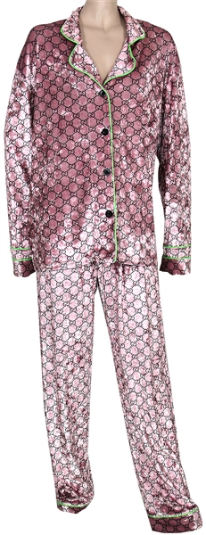 Kesha Owned and Worn Pink Velvet Gucci Pajama Outfit