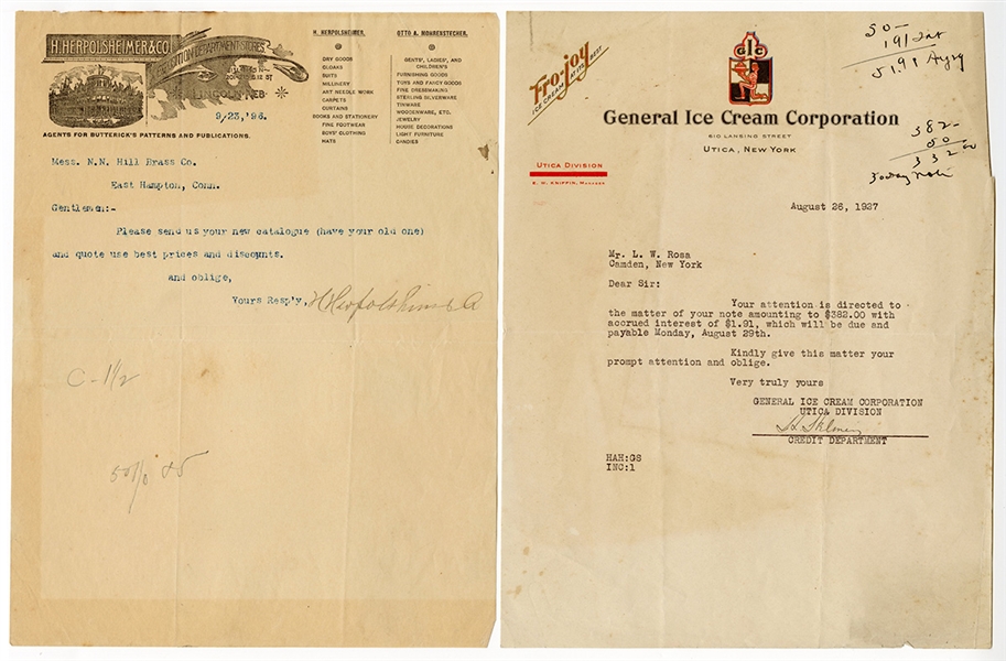 Original 1927 Correspondence From Trading Card Manufacturing Companies