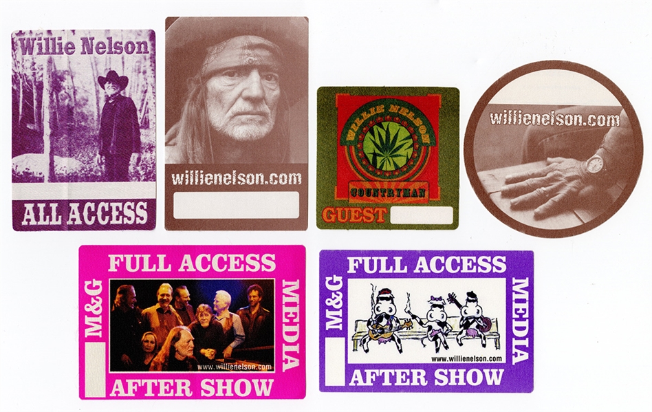 Willie Nelson Collection of Vintage Backstage Concert Passes