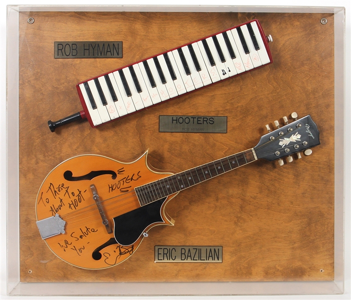Hooters Signed Keyboard & Mini Guitar Display
