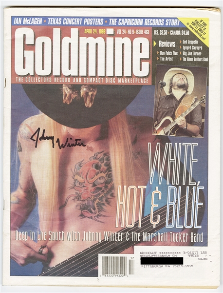 Johnny Winter Signed "Goldmine" Magazine