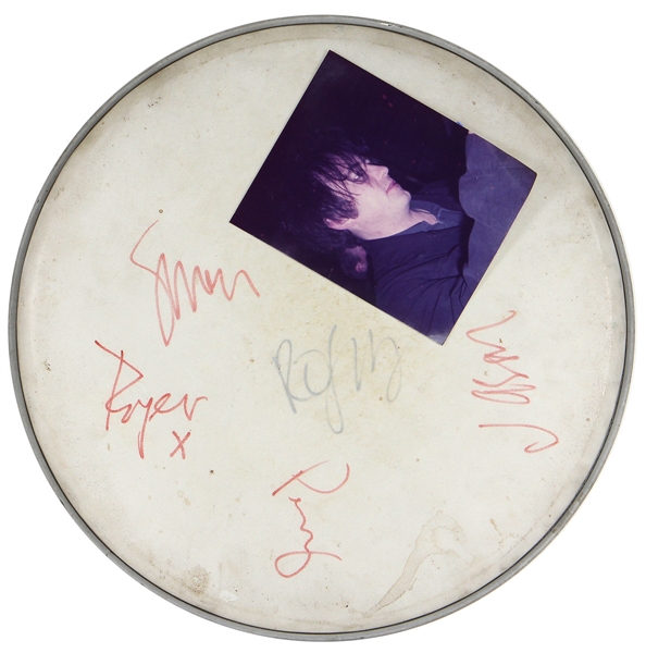 The Cure Robert Smith Stage Used and Signed Drumhead