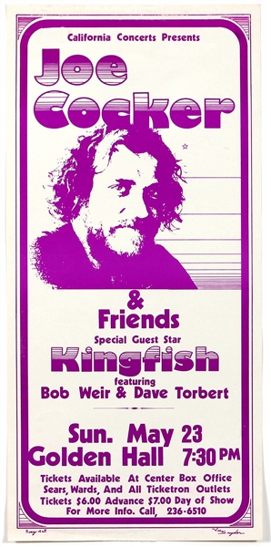 Joe Cocker Featuring Bob Weir Original Concert Poster