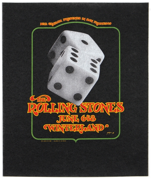 The Rolling Stones Original Bill Graham Winterland 1972 Concert Poster Pellon