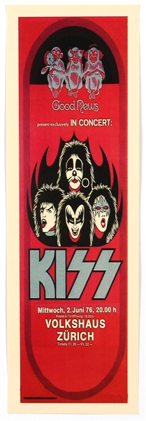 KISS Original 1976 Zurich Small Concert PosterFlyer