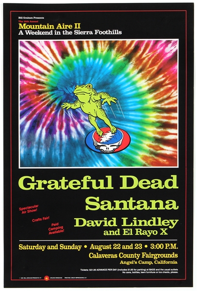Grateful Dead/Santana Original Mountain Aire II Concert Poster