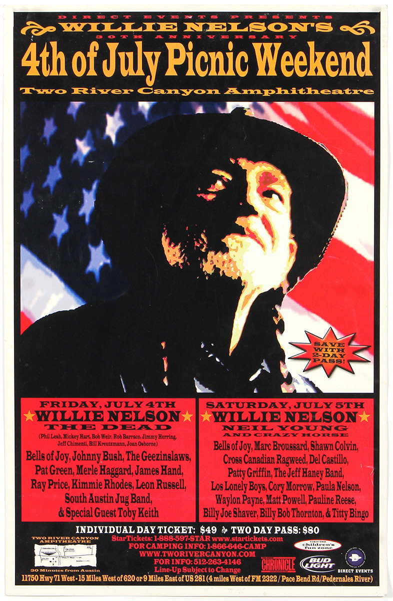 Lot Detail Willie Nelson Original 4th of July Picnic Weekend Concert