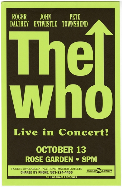 The Who Original Bill Graham Rose Garden Concert Poster