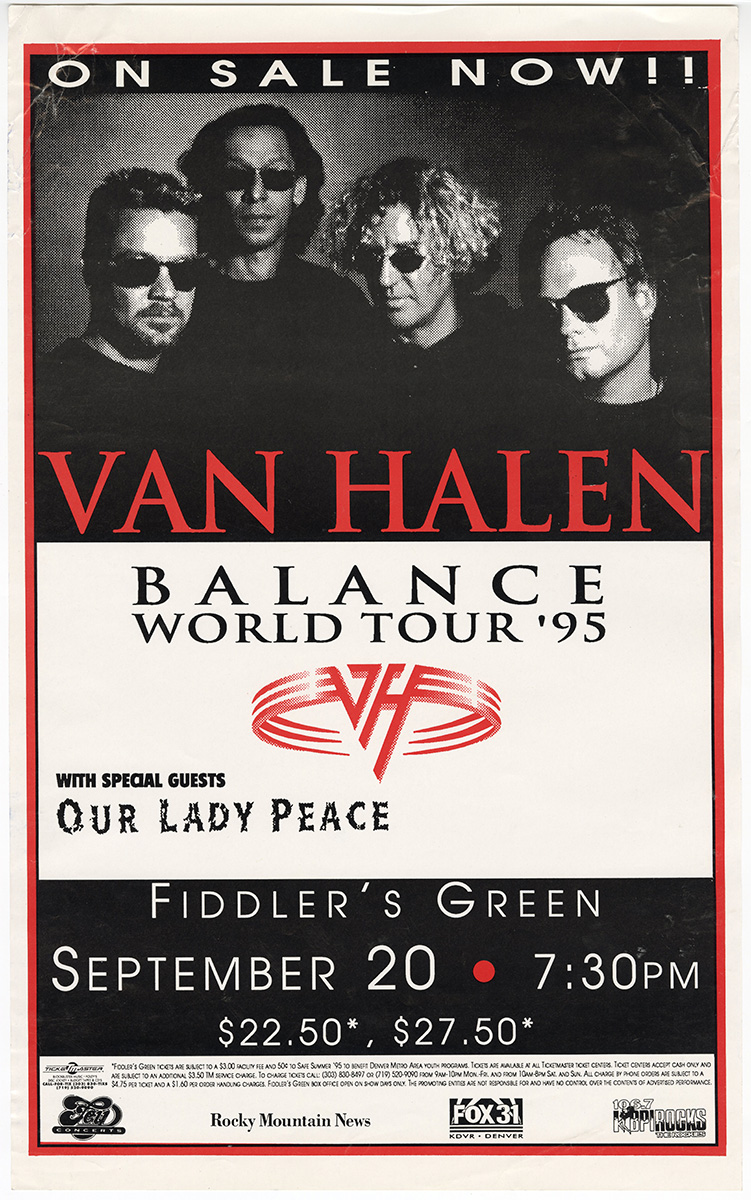Van Halen Balance World Tour '95 Original Concert Poster Barnebys