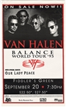 Van Halen Balance World Tour 95 Original Concert Poster