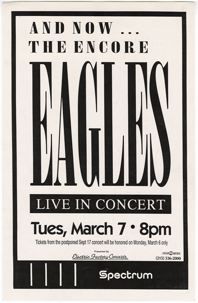 Eagles Original Spectrum Concert Poster