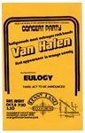 Van Halen Early Original 1977 Eulogy Orange County Concert Flyer