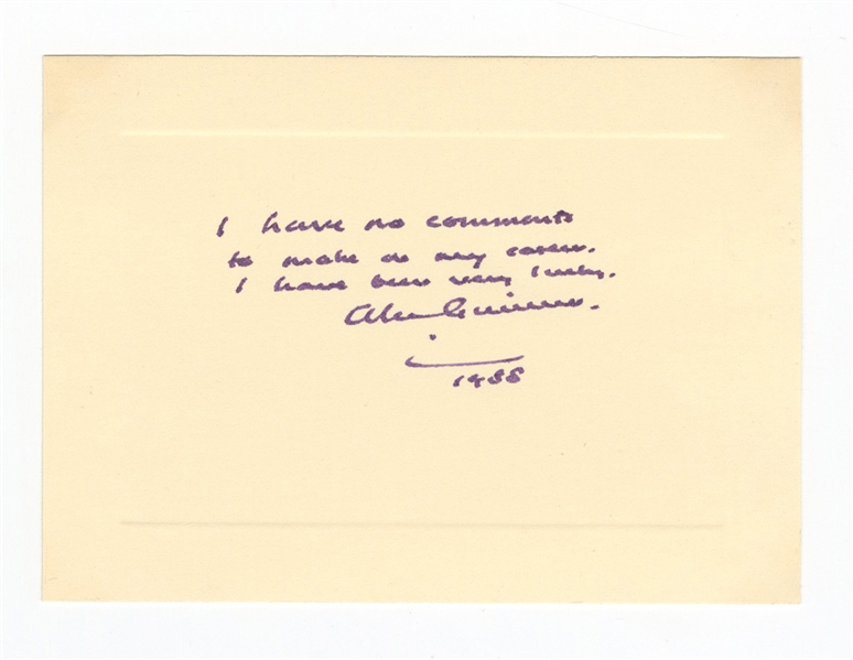 Alec Guinness Signed Notecard JSA