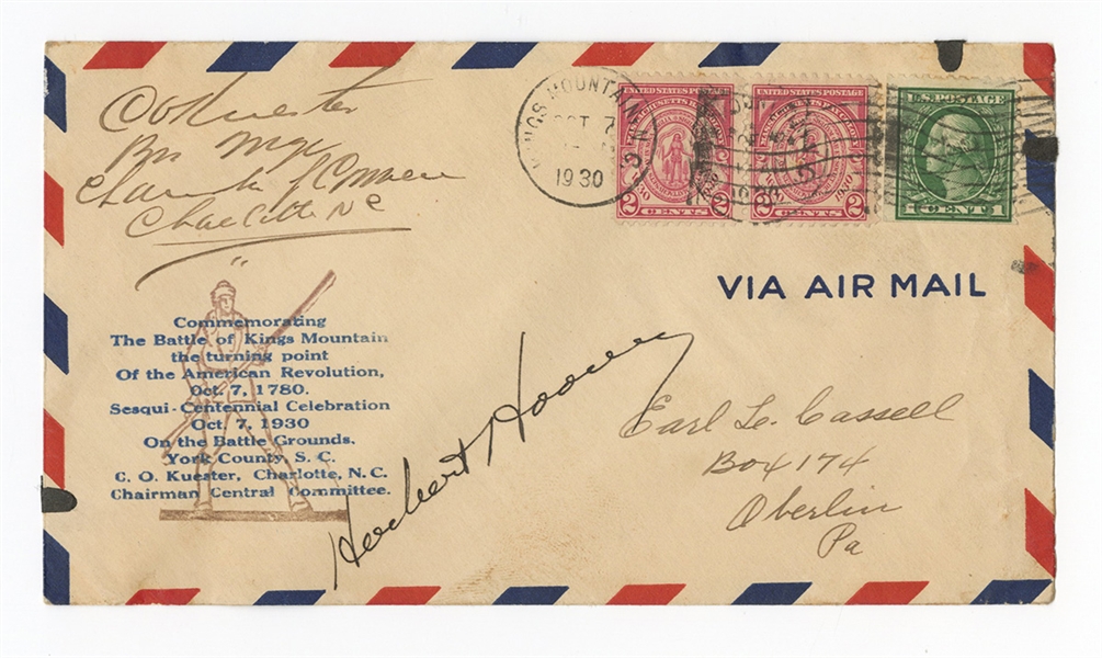 Herbert Hoover Signed Postal Cover JSA
