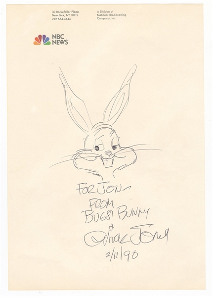 Chuck Jones Signed Bugs Bunny Drawing JSA