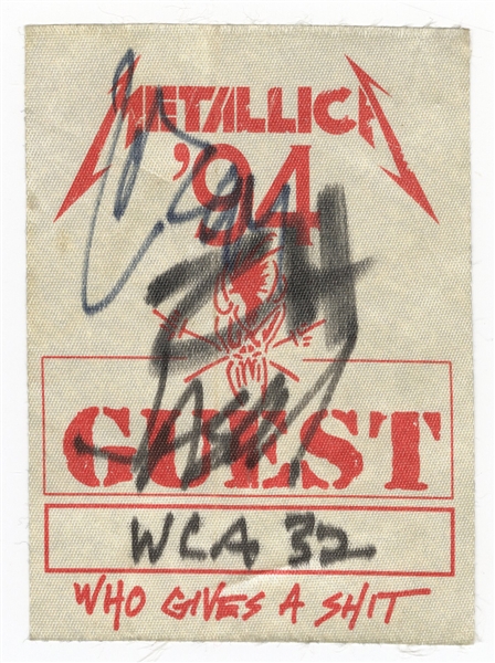 Metallica Signed Rare “Who Gives A Sh**” Tour Guest Pass