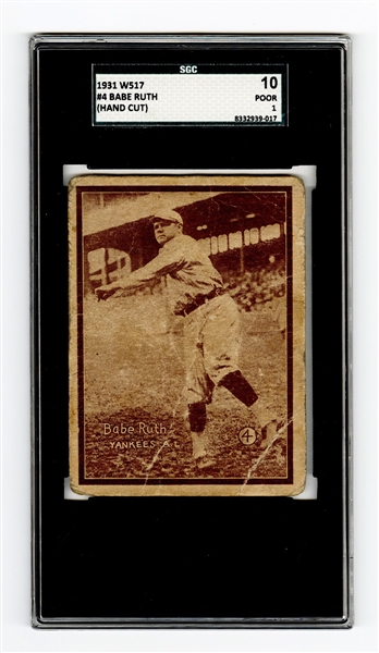 1931 W517 #4 Babe Ruth (Hand Cut) SGC 10