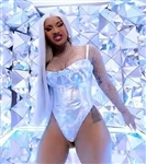 Cardi B Silver Bodysuit Worn in Fat Boy YES Music Video
