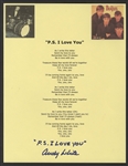 Beatles Andy White Signed & Inscribed "P.S. I Love You" Lyrics