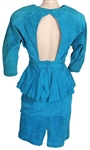 Janet Jackson Owned & Worn Open-Back Aqua Blue Suede Dress