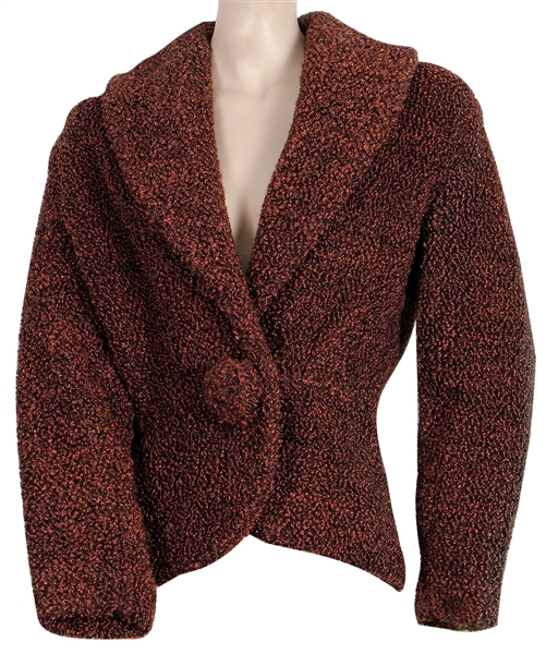 Janet Jackson Owned & Worn Saks Fifth Avenue Brown Nubby Wool Cinched Jacket